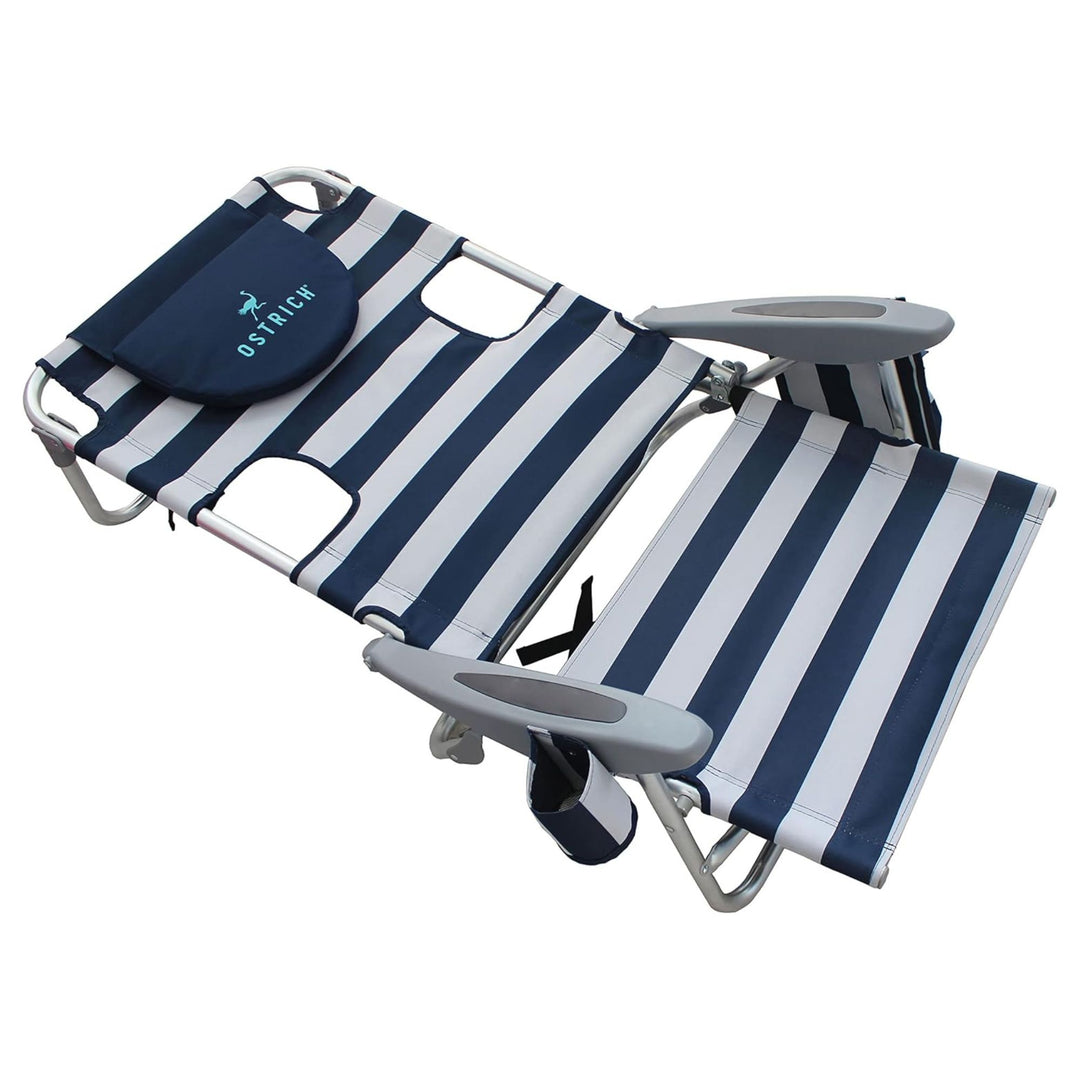 Ostrich Deluxe Backpack Reclining Beach Pool Camping Chair, Striped (Open Box)