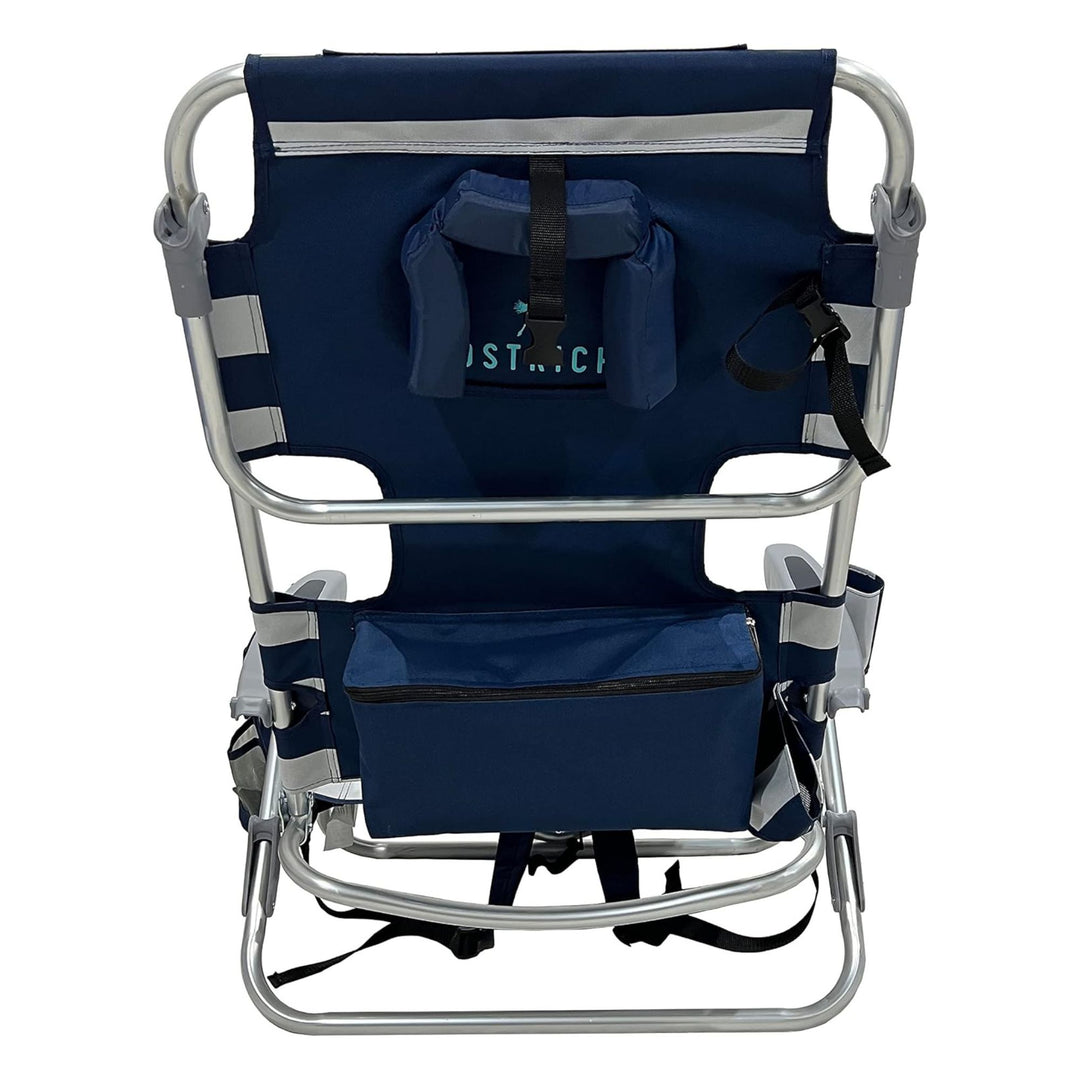 Ostrich Deluxe Backpack Reclining Beach Pool Camping Chair, Striped (Open Box)