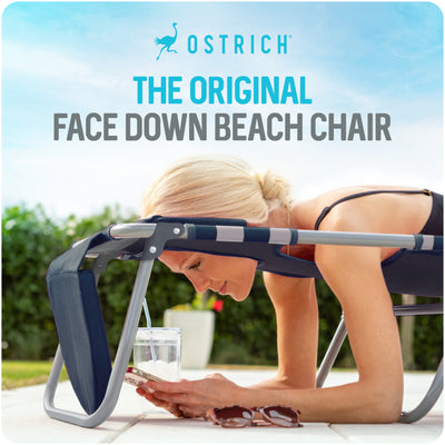 Ostrich Deluxe Backpack Reclining Beach Pool Camping Chair, Striped (Open Box)