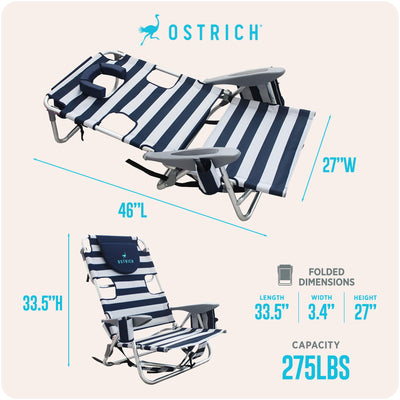 Ostrich The Deluxe Backpacker Portable Beach Chair with Cooler Bag, (Used) - VMInnovations