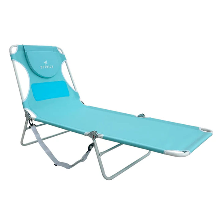 Ostrich The Ladies Comfort Lounger, Foldable Beach Pool Tanning Chair, Aqua - VMInnovations