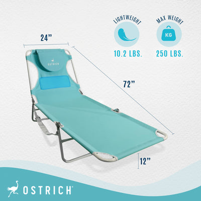Ostrich Custom Fitted Beach Towel & Ladies Chaise Lounge Beach Pool Chair, Aqua