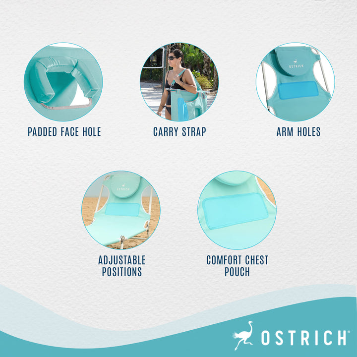 Ostrich Comfort Lounger, Foldable Beach Camping Pool Tanning Chair (Open Box)