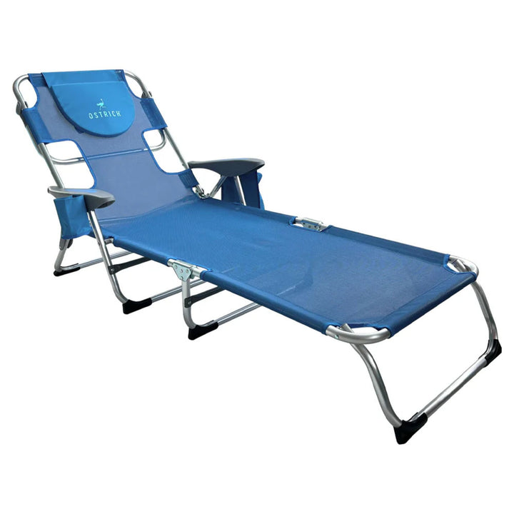 Ostrich Margate Chaise Lounge, Facedown Beach Camping Pool Tanning Chair, Blue