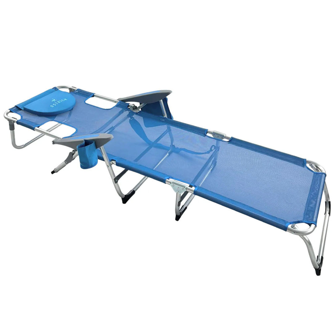 Ostrich Chaise Lounge, Facedown Beach Camping Pool Tanning Chair, Blue(Open Box)