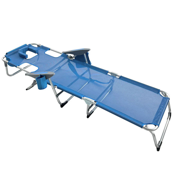 Ostrich Margate Chaise Lounge, Facedown Beach Camping Pool Tanning Chair, Blue