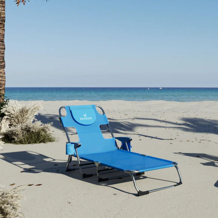 Ostrich Chaise Lounge, Facedown Beach Camping Pool Tanning Chair, Blue(Open Box)