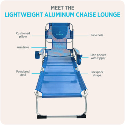 Ostrich Margate Chaise Lounge, Facedown Beach Chair, Blue (Used ) - VMInnovations