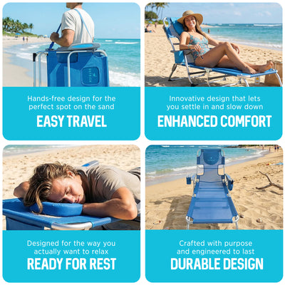 Ostrich Margate Chaise Lounge, Facedown Beach Chair, Blue (Used ) - VMInnovations