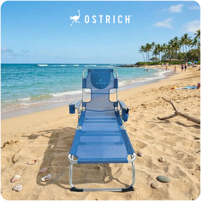 Ostrich Chaise Lounge, Facedown Beach Camping Pool Tanning Chair, Blue(Open Box)