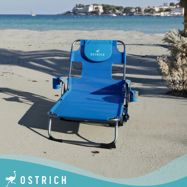 Ostrich Chaise Lounge, Facedown Beach Camping Pool Tanning Chair, Blue(Open Box)