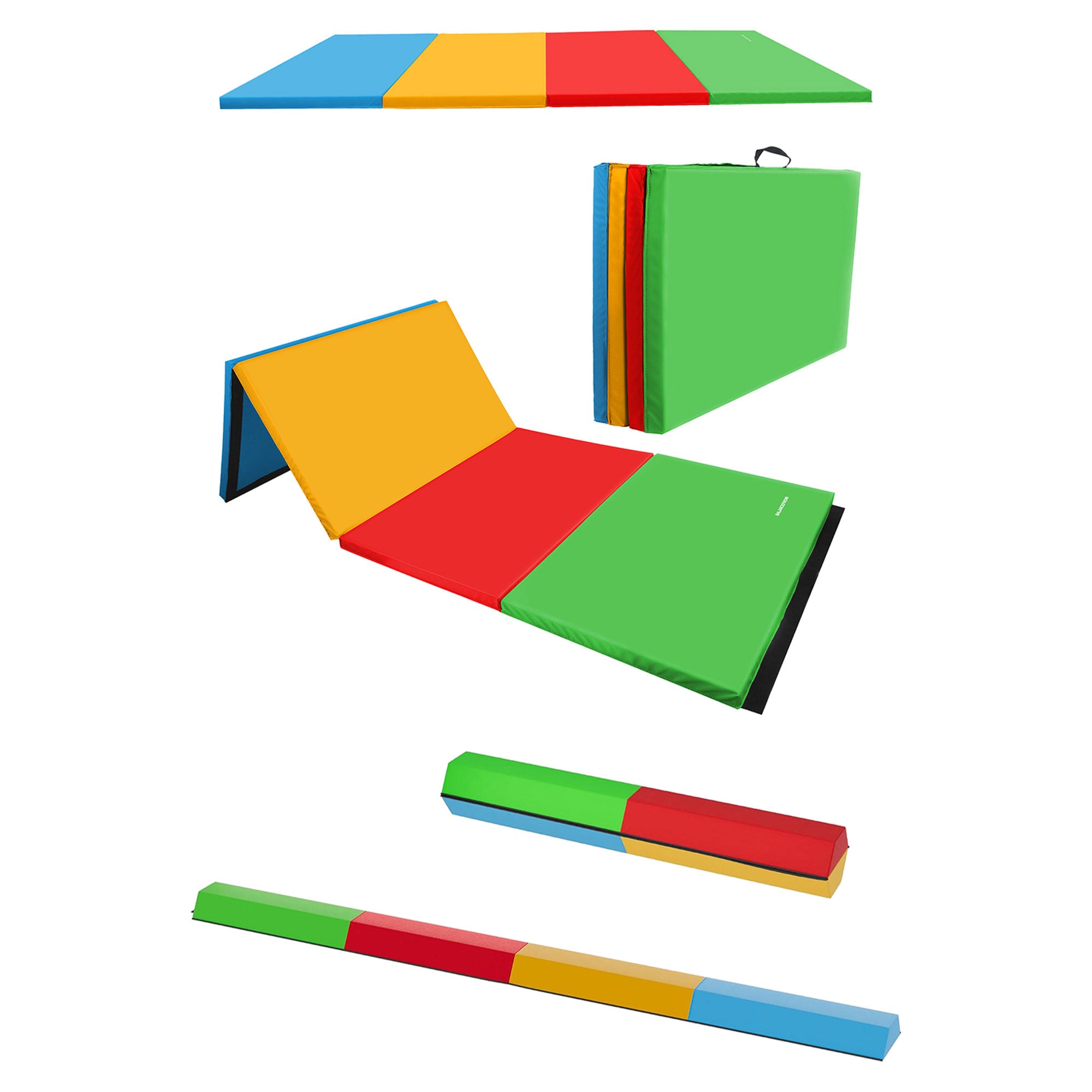 BalanceFrom Fitness All Purpose Mat with 8 Ft Balance Beam Gymnastic Set, Multi