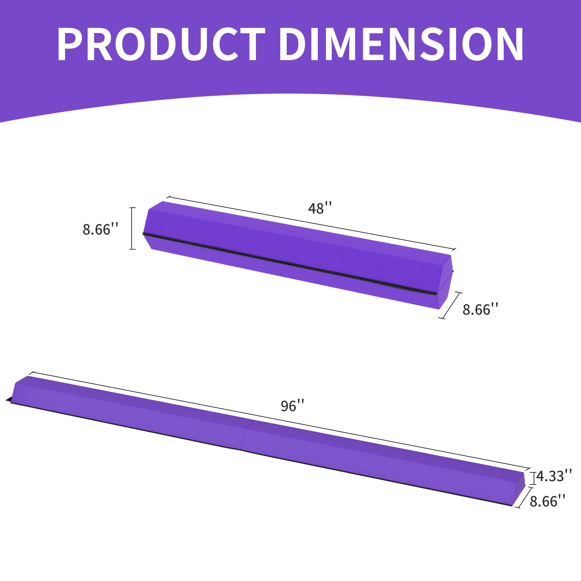 BalanceFrom Fitness All Purpose Mat with 8 Ft Balance Beam Gymnastic Set, Purple