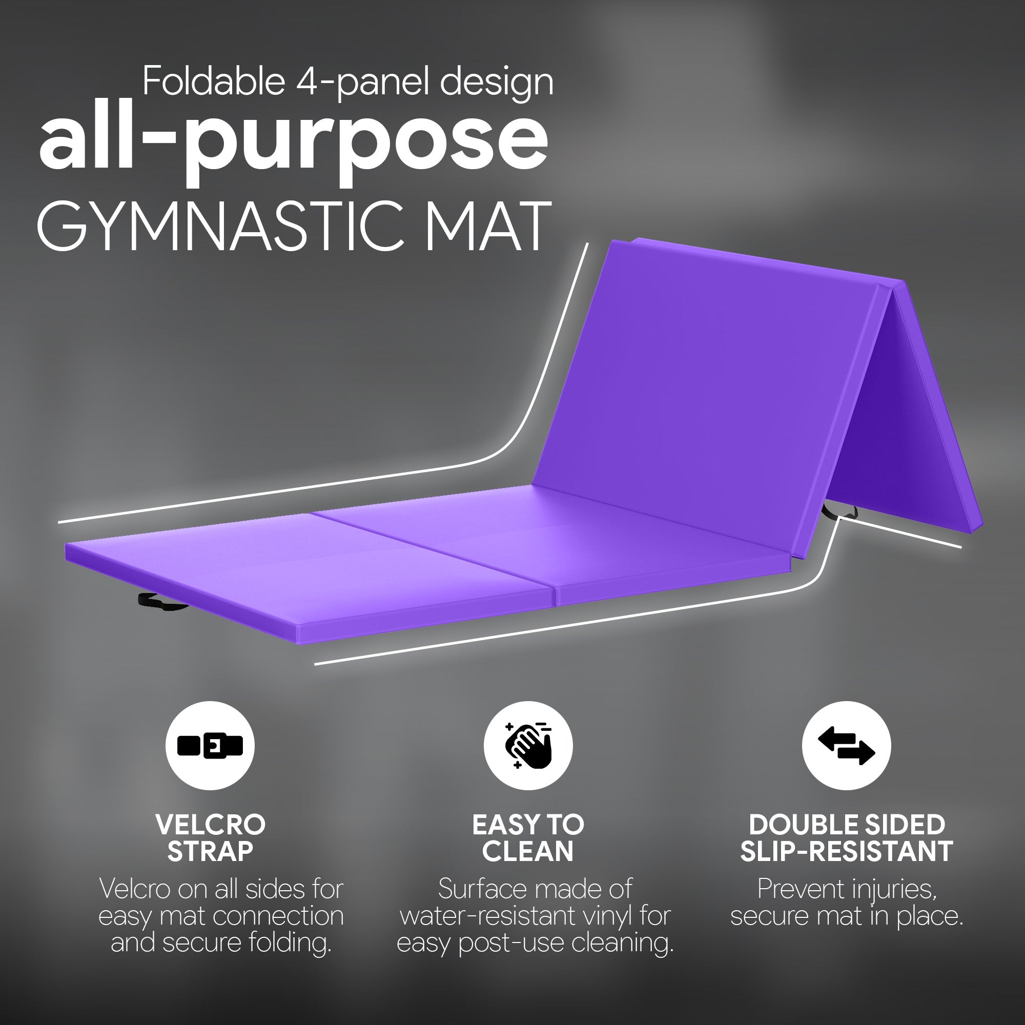 BalanceFrom Fitness All Purpose Mat with 8 Ft Balance Beam Gymnastic Set, Purple