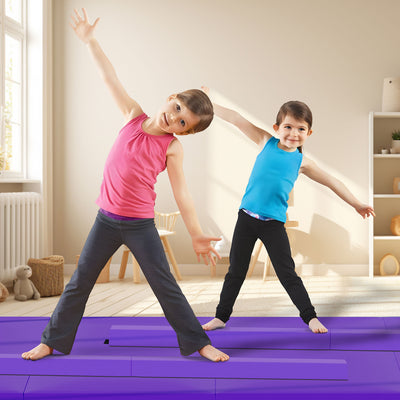 BalanceFrom Fitness All Purpose Mat with 8 Ft Balance Beam Gymnastic Set, Purple