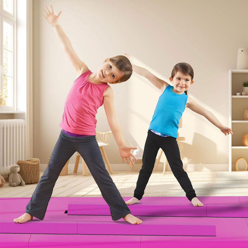 BalanceFrom Fitness All Purpose Mat with 8 Ft Balance Beam Gymnastic Set, Pink