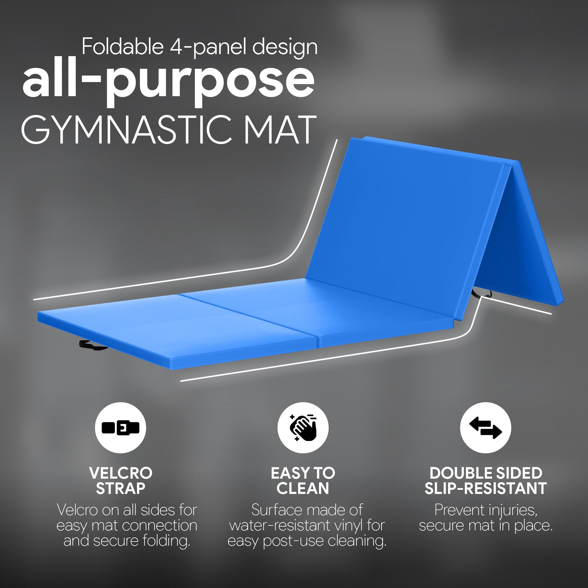 BalanceFrom Fitness All Purpose Mat with 8 Ft Balance Beam Gymnastic Set, Blue - VMInnovations