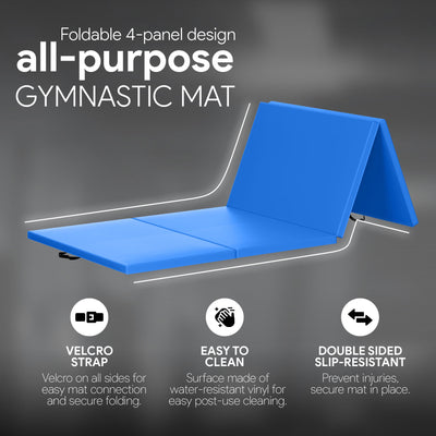 BalanceFrom Fitness All Purpose Mat with 8 Ft Balance Beam Gymnastic Set, Blue - VMInnovations