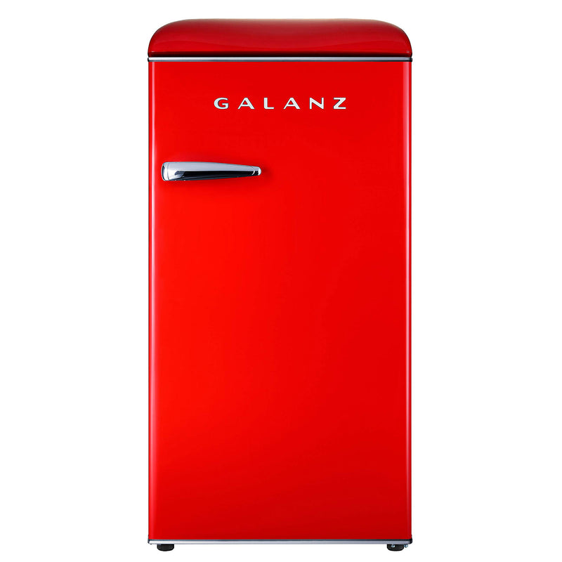 Galanz Retro Compact Refrigerator 3.3 Cubic Foot Mini Fridge, Glass Shelves, Red