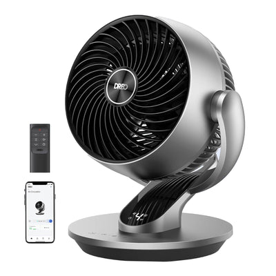 Dreo Smart 9" Table Fan Oscillating Air Circulator with Remote for Home, Silver - VMInnovations