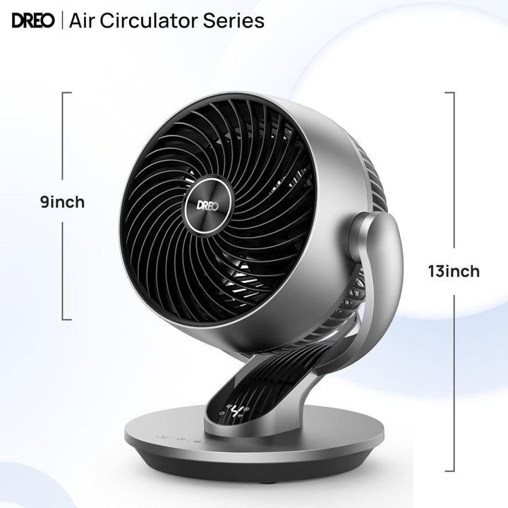 Dreo Smart 9" Fan Oscillating Air Circulator w/Remote for Home, Silver(Open Box)