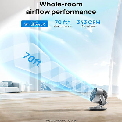 Dreo Smart 9" Fan Oscillating Air Circulator w/Remote for Home, Silver(Open Box)