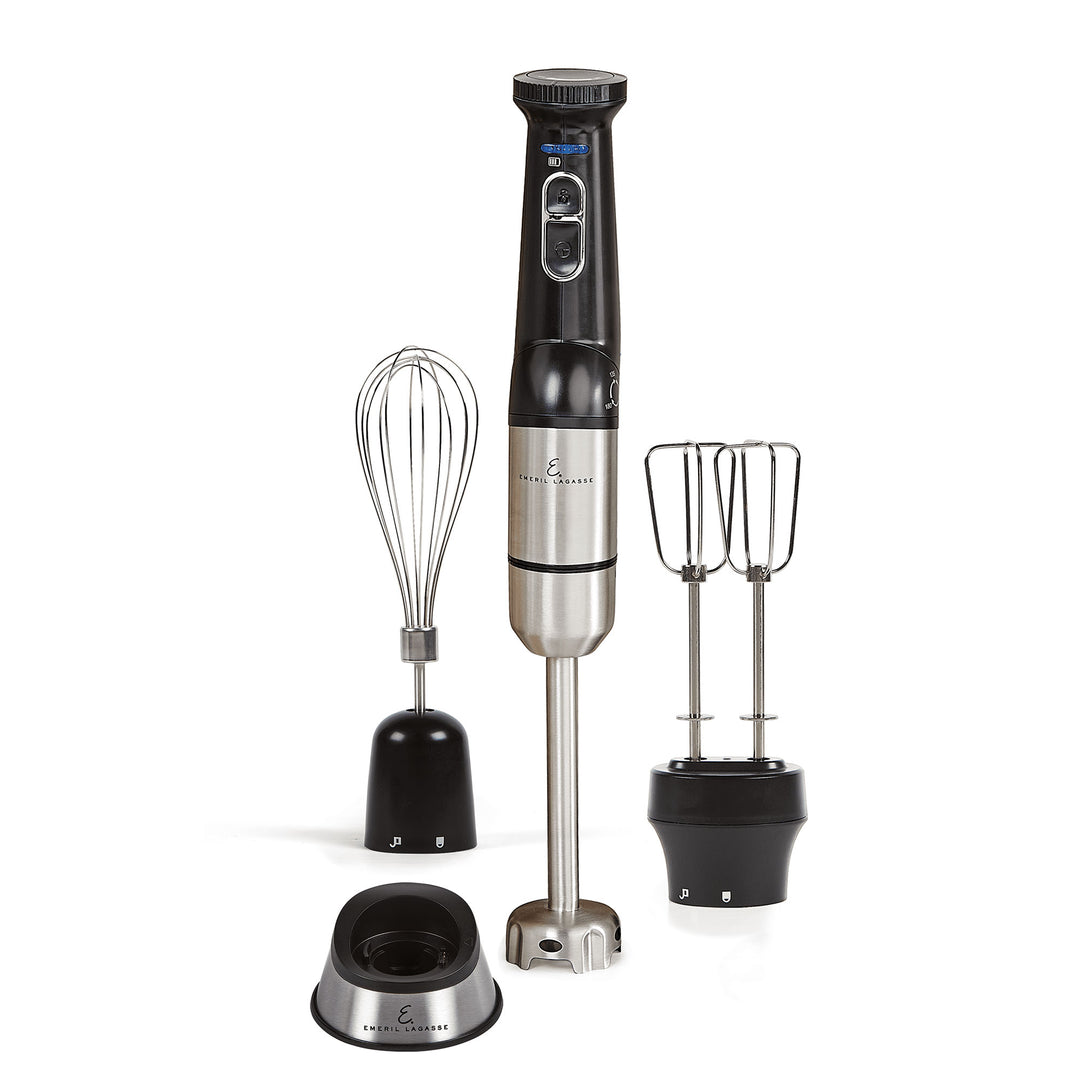 Emeril Lagasse Cordless Immersion Hand Blender with Whisk & Beaters, 120W, Black - VMInnovations
