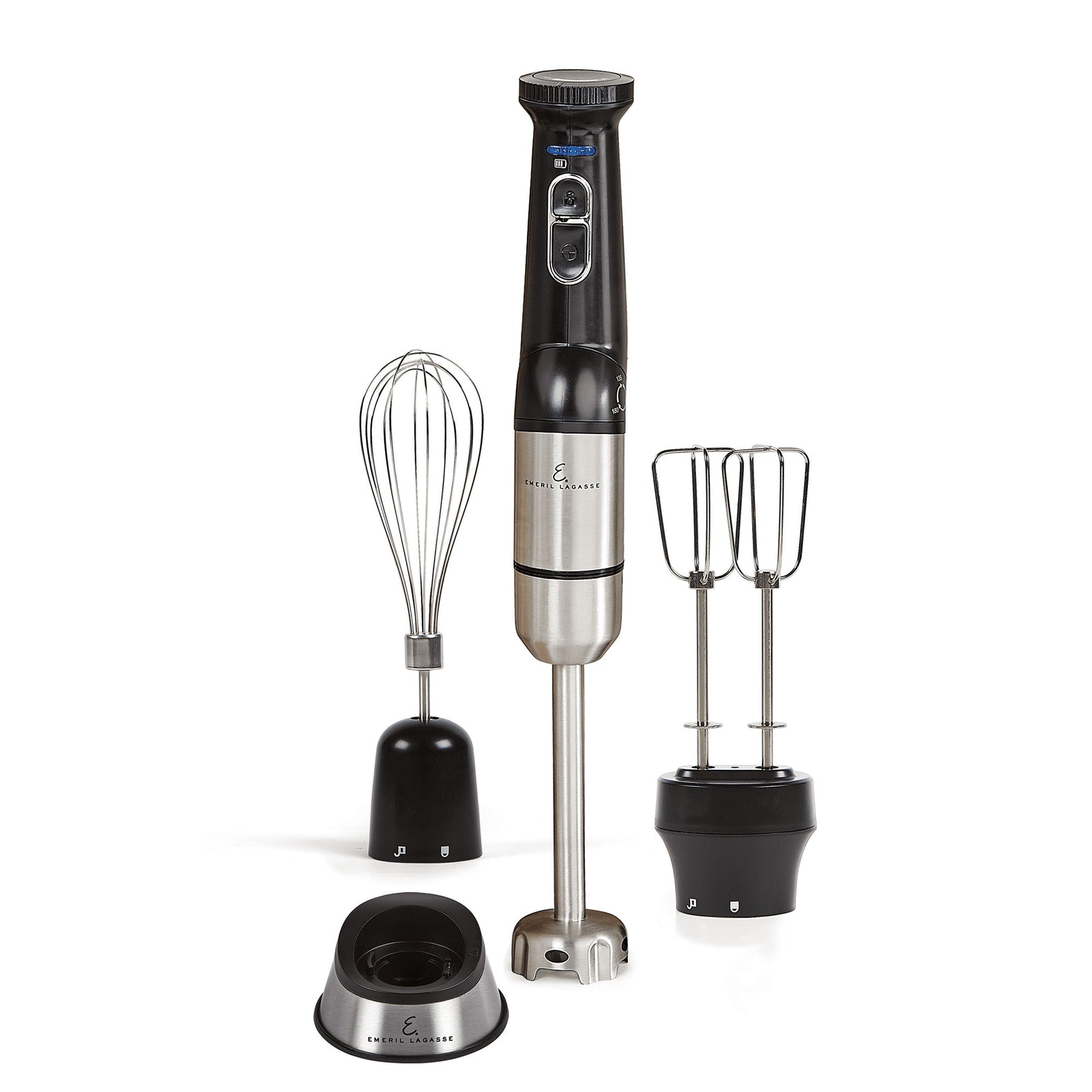 Emeril Lagasse Cordless Immersion Hand Blender with Whisk & Beaters, 120W, Black - VMInnovations