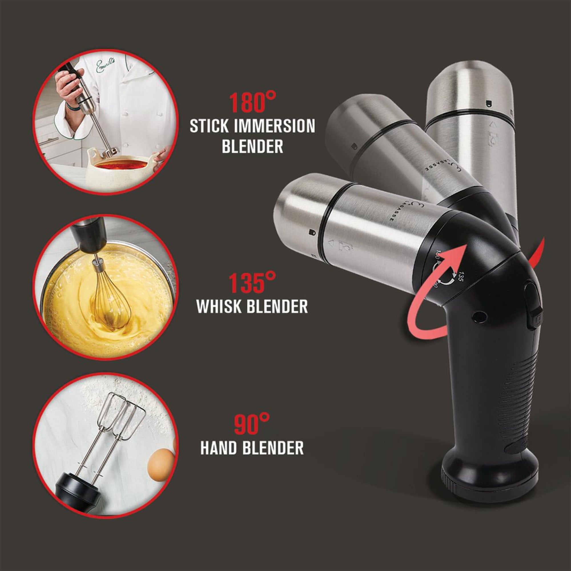 Emeril Lagasse Cordless Hand Blender w/Whisk & Beaters, 120W, Black (Open Box) - VMInnovations
