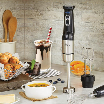 Emeril Lagasse Cordless Immersion Hand Blender with Whisk & Beaters, 120W, Black