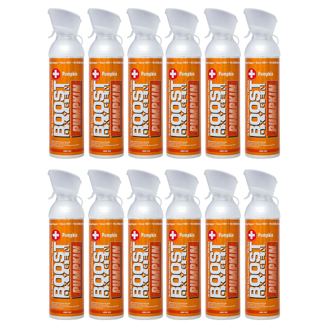 Boost Oxygen Large Pumpkin Spice Aroma 10L Canister Respiratory Support, 12 Pack