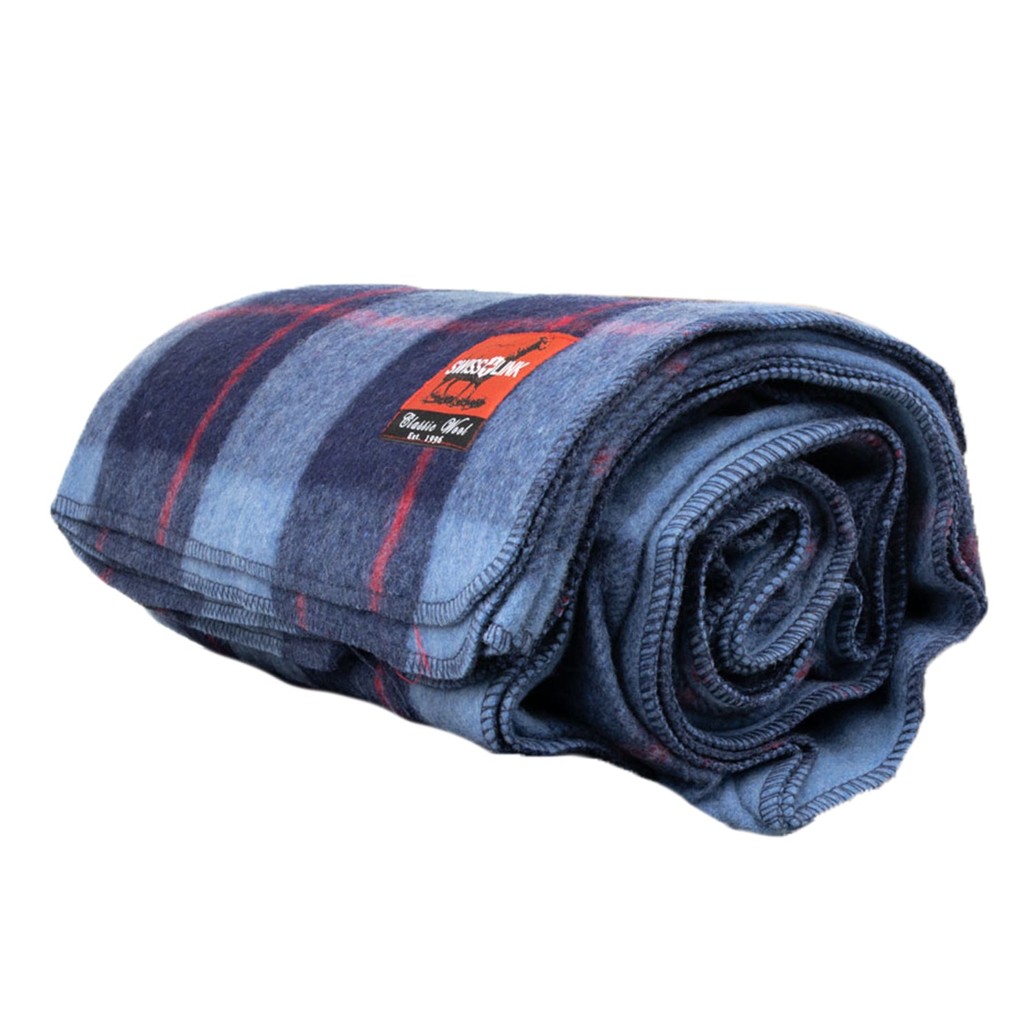Swiss Link Military Surplus 90x62" Classic Wool Plaid Blanket w/ Leather Carrier