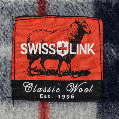 Swiss Link Military Surplus 90x62" Classic Wool Plaid Blanket w/ Leather Carrier