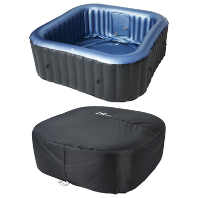 MSpa Square Inflatable 4 to 6 Person Bubble Spa w/Energy Efficient Cover, Tekapo - VMInnovations