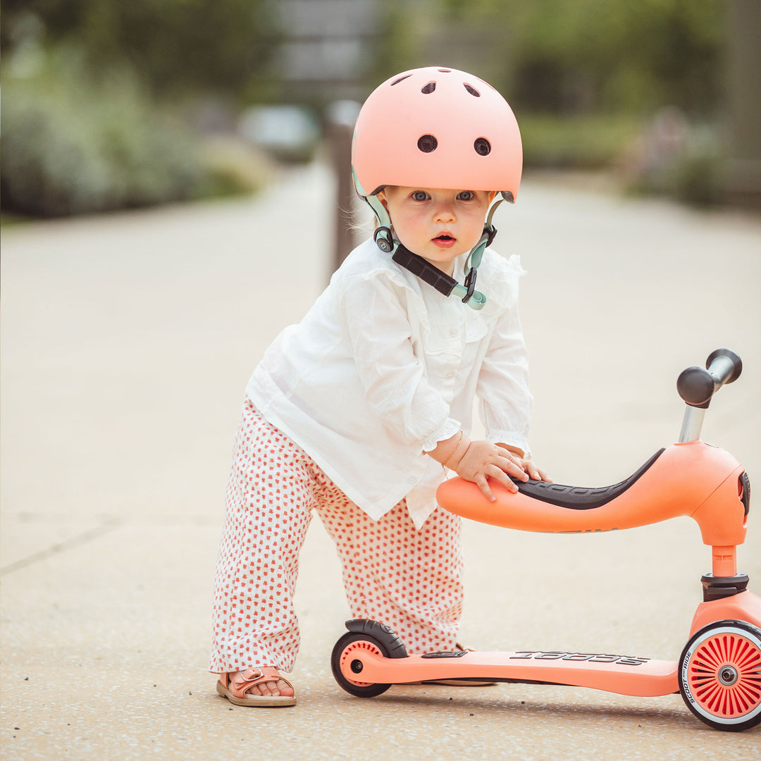 Scoot & Ride 2-in-1 Ride-On & Stand Kids Scooter, Ages 1-5, Highwaykick 1, Peach