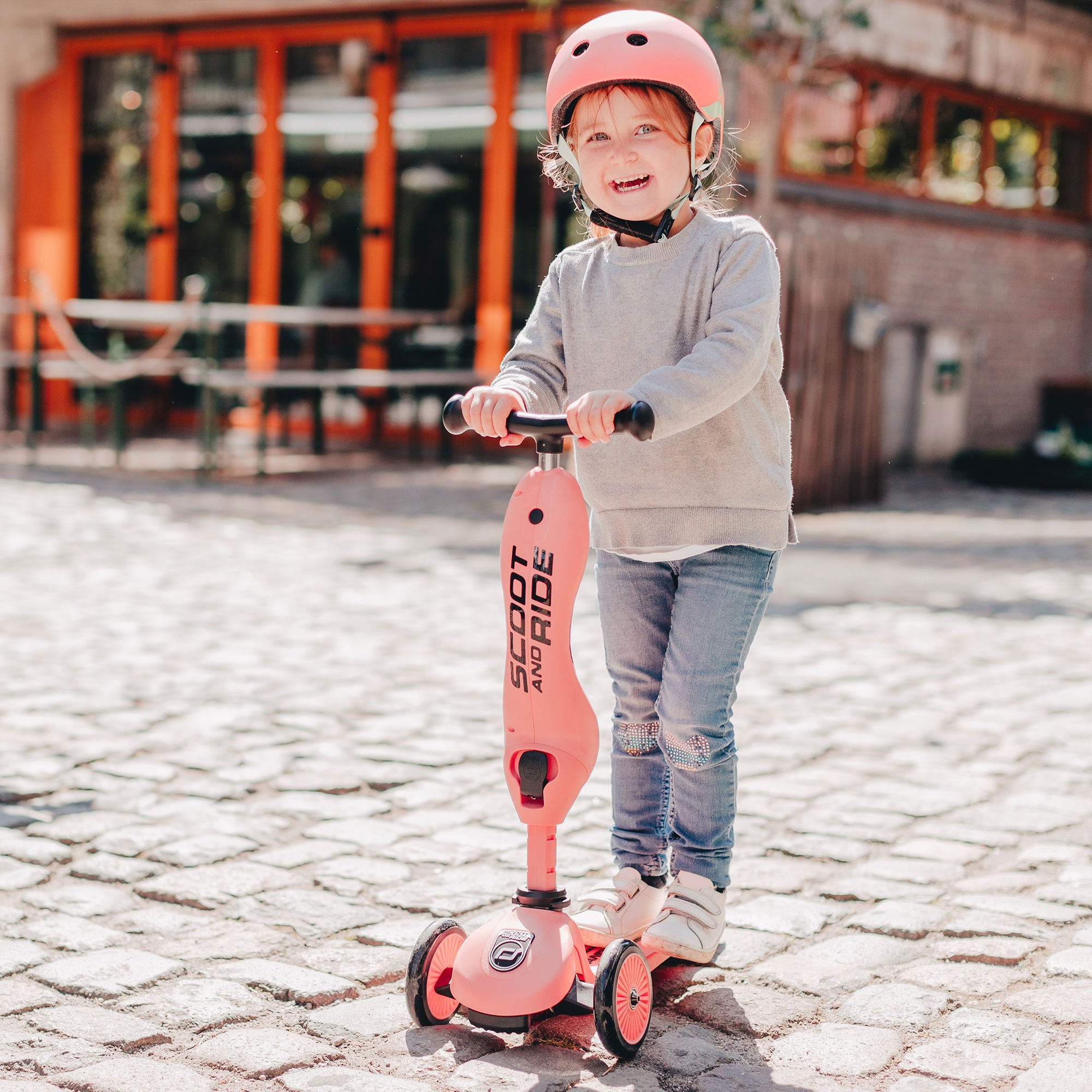 Scoot & Ride 2-in-1 Ride-On & Stand Kids Scooter, Ages 1-5, 1, Peach (Used) - VMInnovations