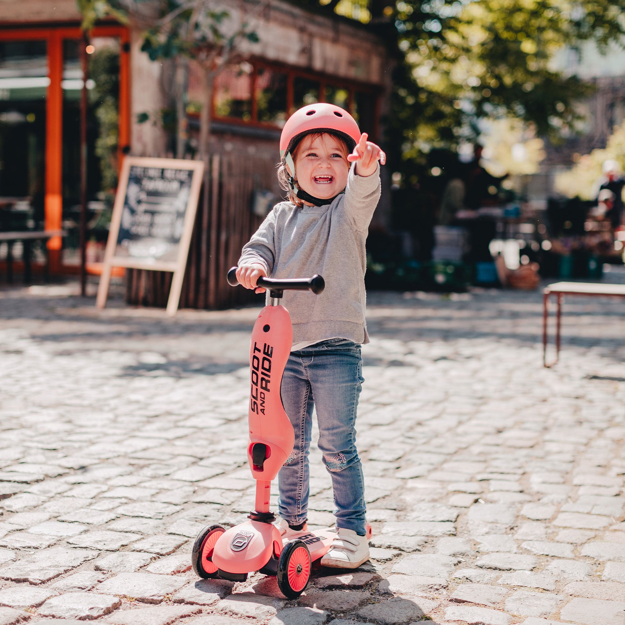 Scoot & Ride 2-in-1 Ride-On & Stand Kids Scooter, Ages 1-5, 1, Peach (Used) - VMInnovations