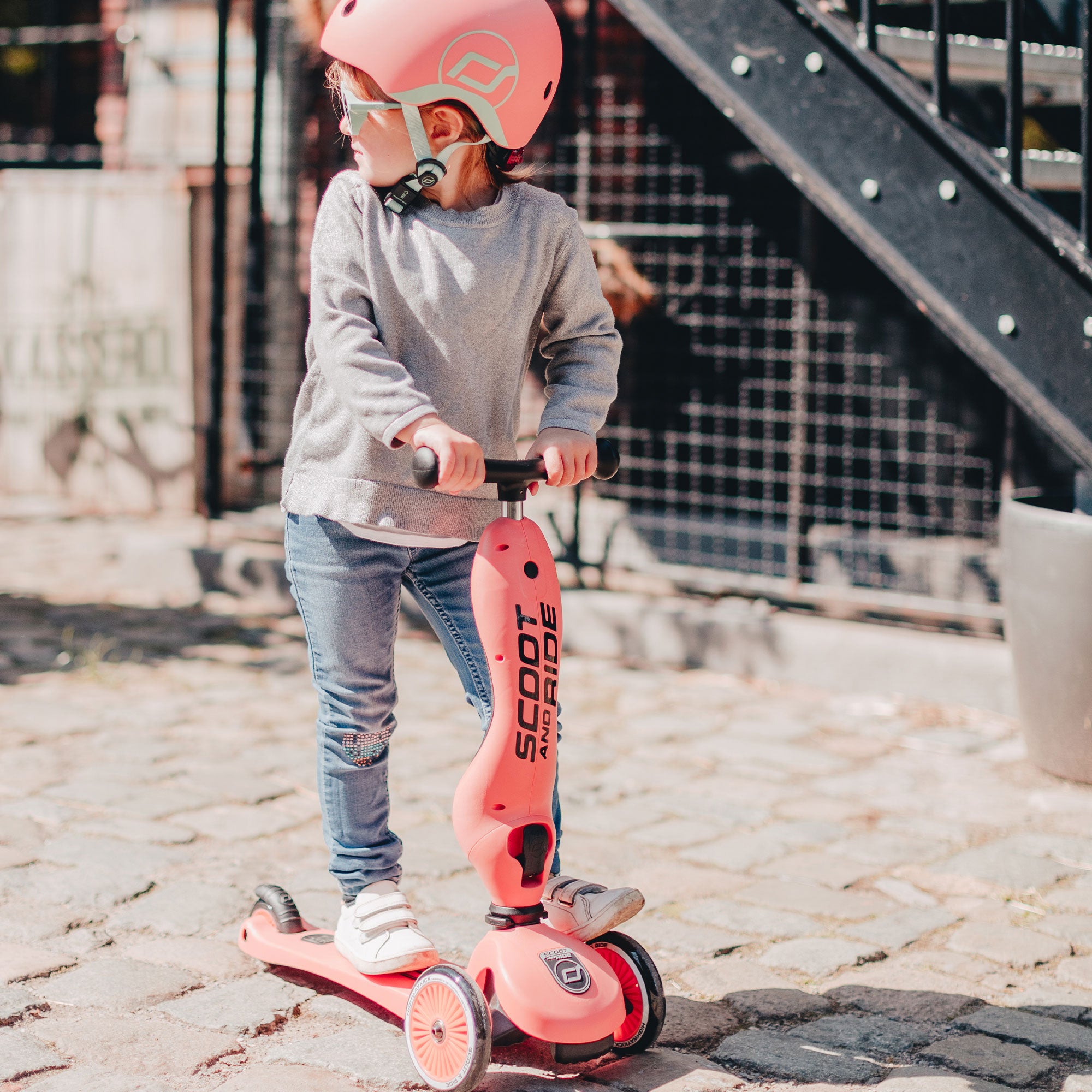 Scoot & Ride 2-in-1 Ride-On & Stand Kids Scooter, Ages 1-5, 1, Peach (Used) - VMInnovations