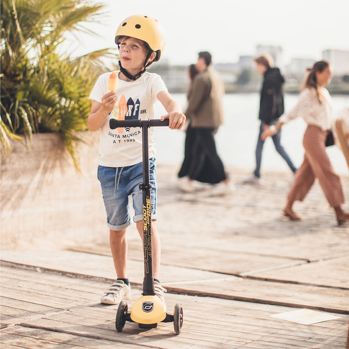 Scoot & Ride Stand-up Push Scooter for Children Ages 3-6, Highwaykick 3, Lemon