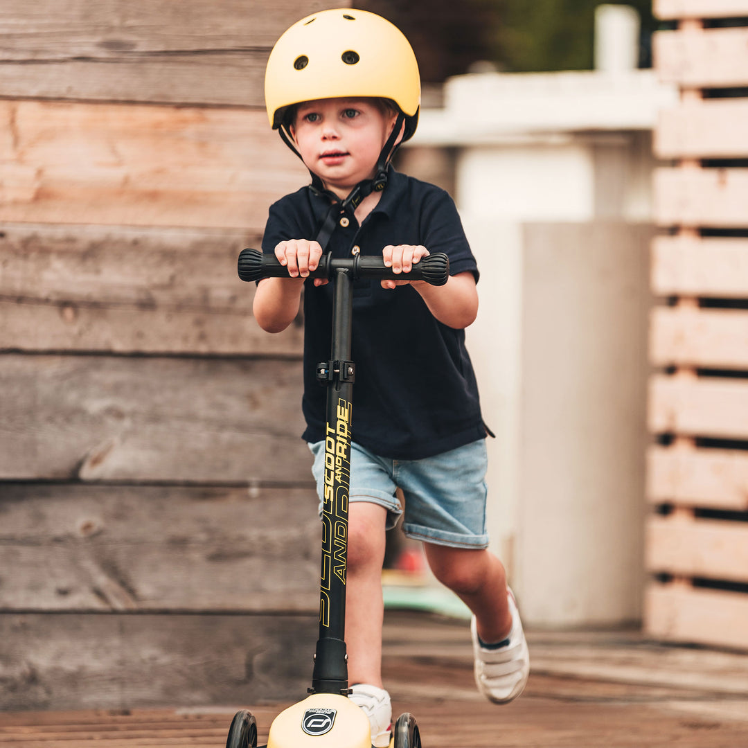 Scoot & Ride Stand-up Push Scooter for Children Ages 3-6, Highwaykick 3, Lemon