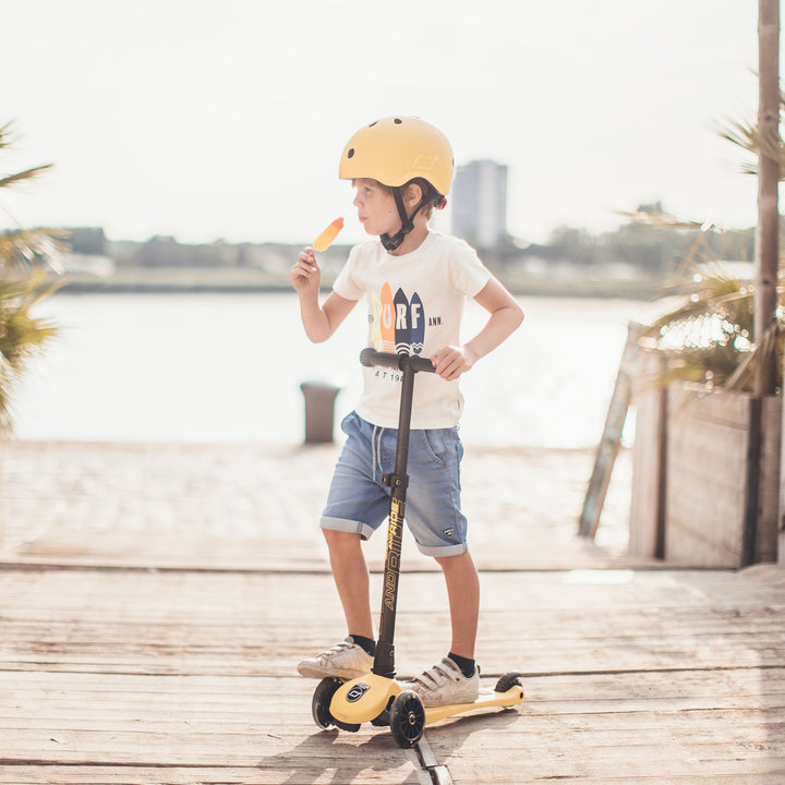 Scoot & Ride Stand-up Push Scooter for Children Ages 3-6, Highwaykick 3, Lemon