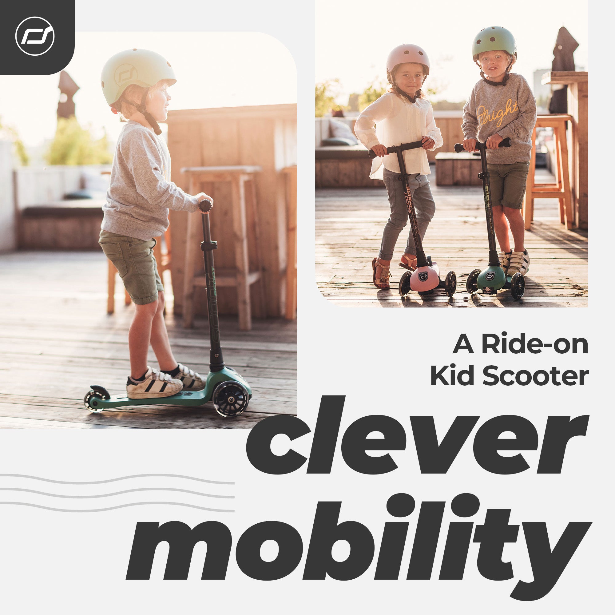 Scoot & Ride Stand-up Push Scooter for Children Ages 3-6, Highwaykick 3, Forest - VMInnovations