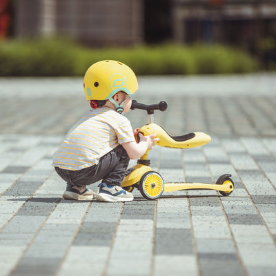 Scoot & Ride 2-in-1 Ride-On & Stand Kids Scooter, Ages 1-5, Highwaykick 1, Lemon
