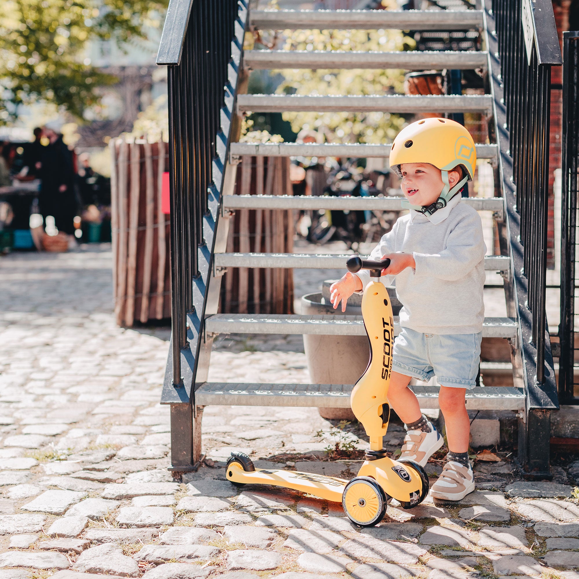 Scoot & Ride 2-in-1 Ride-On & Stand Kids Scooter, Ages 1-5, Highwaykick 1, Lemon