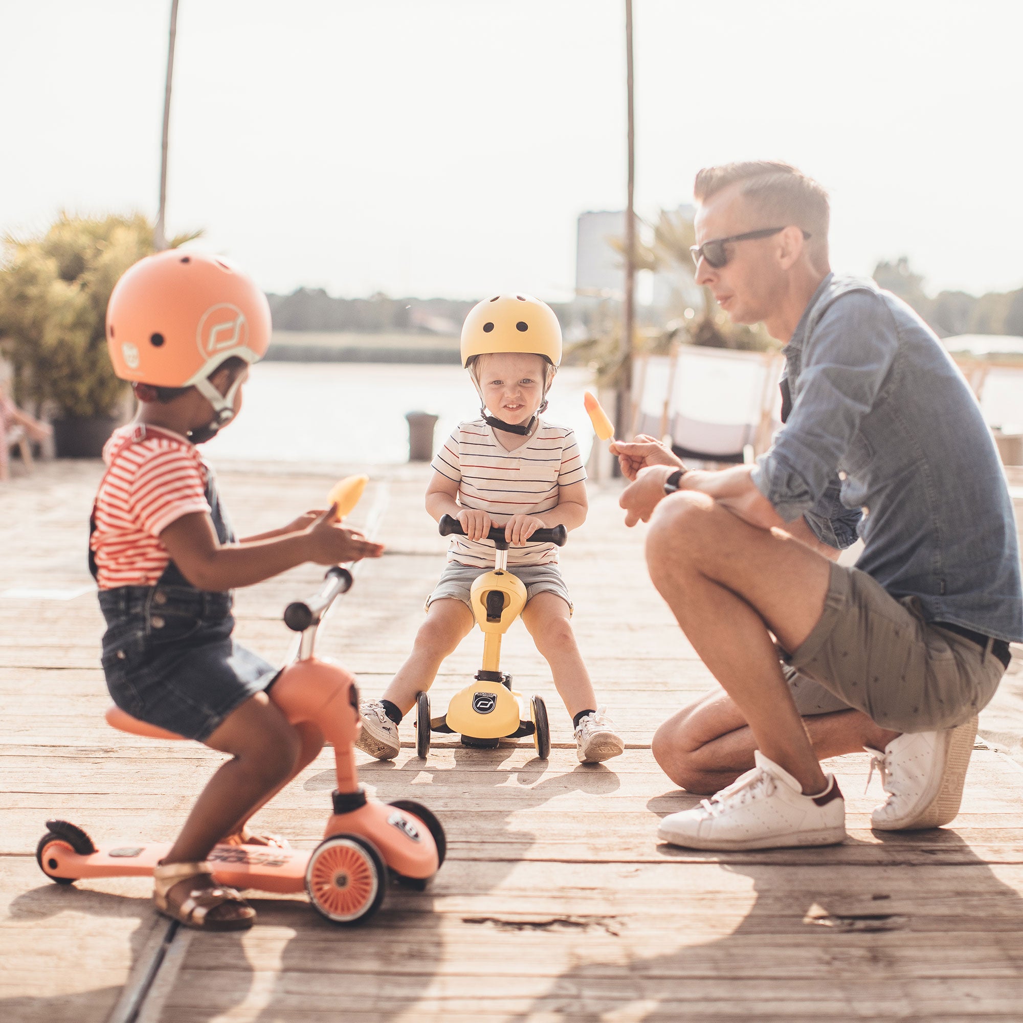 Scoot & Ride 2-in-1 Ride-On & Stand Kids Scooter, Ages 1-5, Highwaykick 1, Lemon
