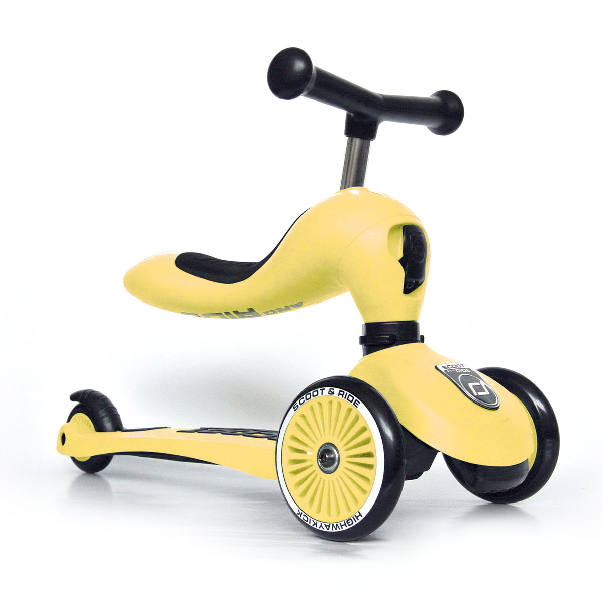 Scoot & Ride 2-in-1 Ride-On Scooter Highwaykick 1 and Kids Helmet XXS, Lemon