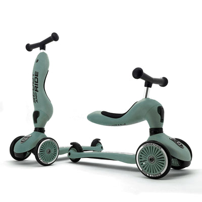 Scoot & Ride 2-in-1 Ride-On & Stand Scooter, Ages 1-5, Highwaykick,Forest(Used) - VMInnovations