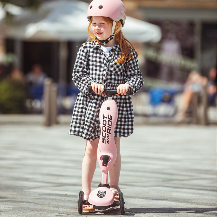 Scoot & Ride 2-in-1 Ride-On & Stand Kids Scooter, Ages 1-5, Highwaykick 1, Rose