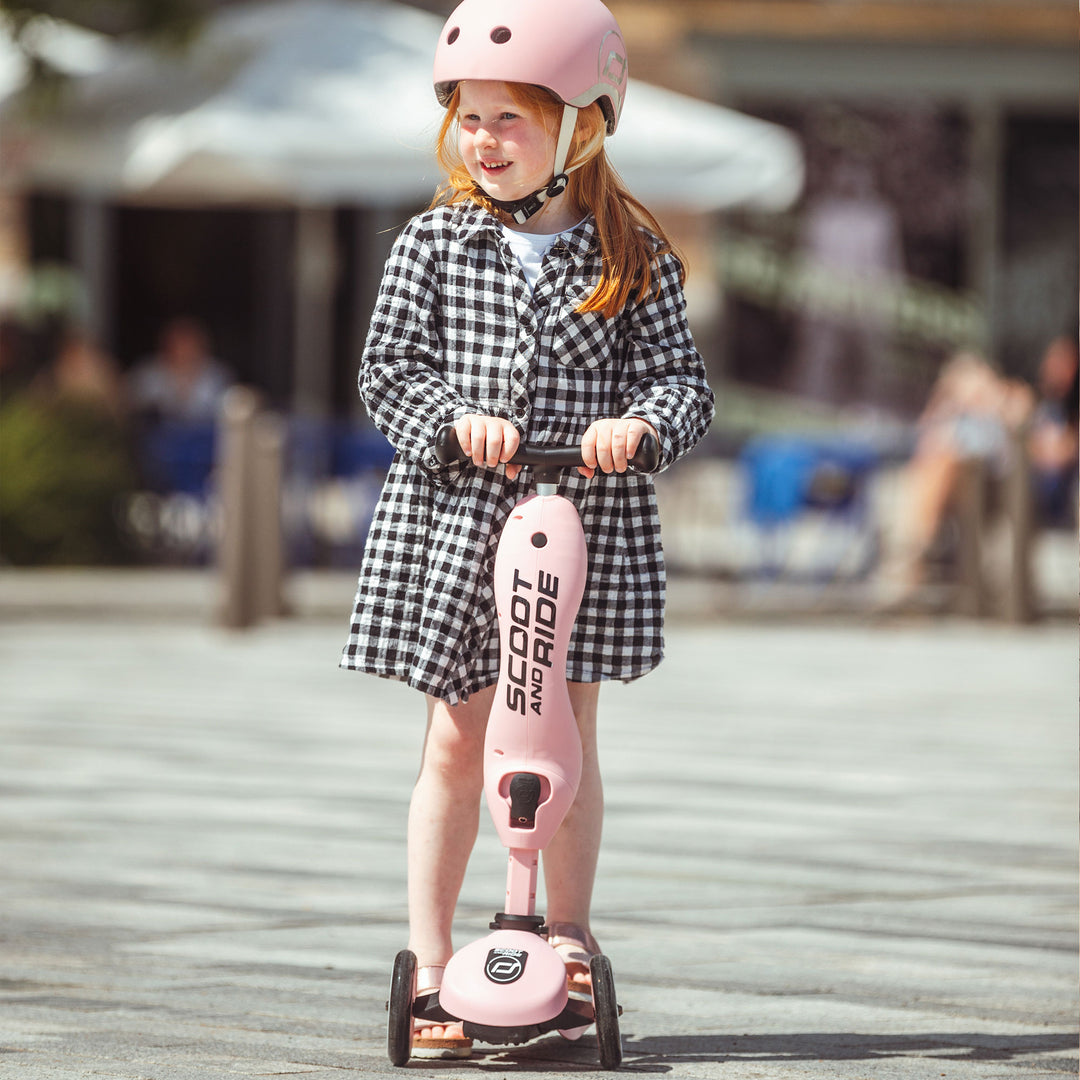 Scoot & Ride 2-in-1 Ride-On & Stand Kids Scooter, Ages 1-5, Highwaykick 1, Rose