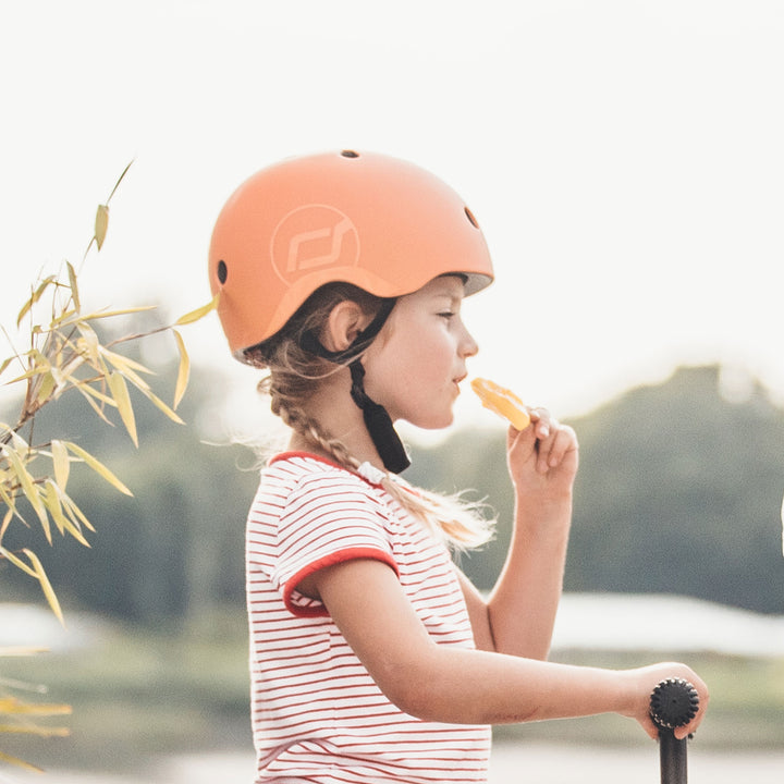 Scoot & Ride Toddler Kids Bike and Scooter Helmet with LED Light, S-M, Peach - VMInnovations